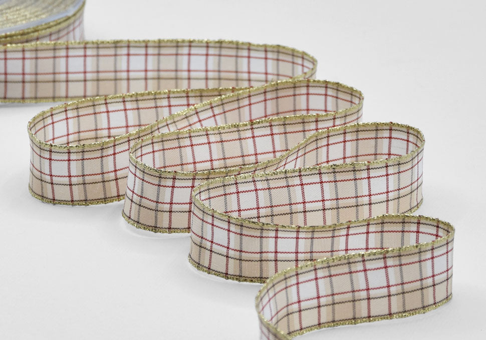 kilt scozzese 25 mm beige/rosso
