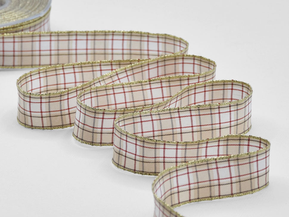 kilt scozzese 25 mm beige/rosso