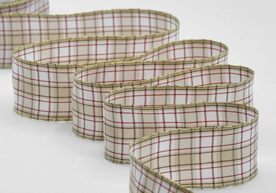 kilt scozzese 40 mm beige/rosso