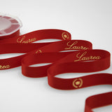 Doppio Raso 16 mm Stampa Laurea Oro Su Rosso