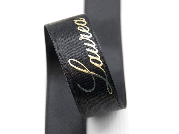 Double satin 16 mm gold degree print on black