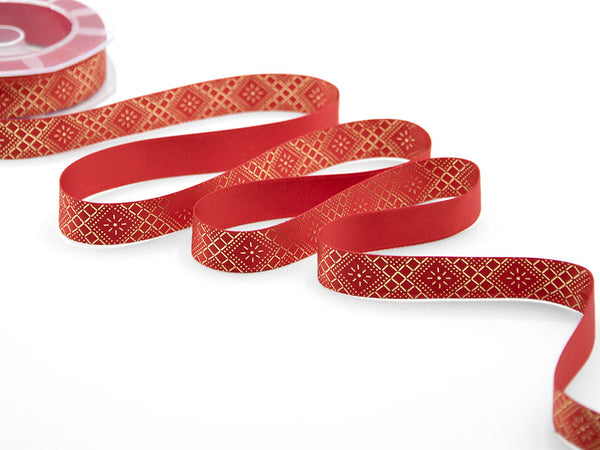 Doppio Raso 16 mm Stampa Decoro Elegante Rosso