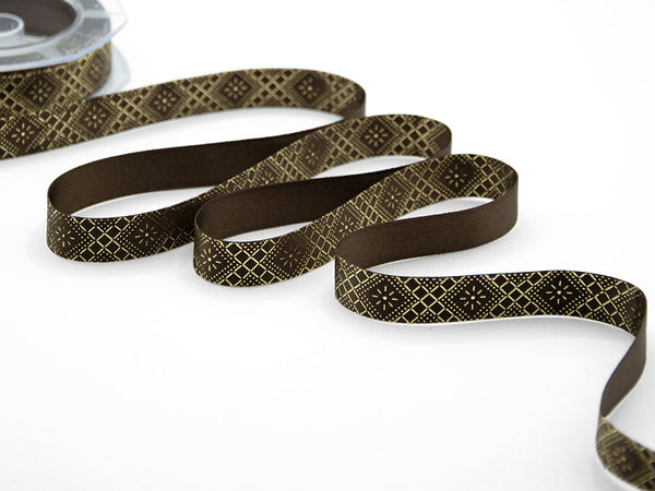Doppio Raso 16 mm Stampa Decoro Elegante Cacao