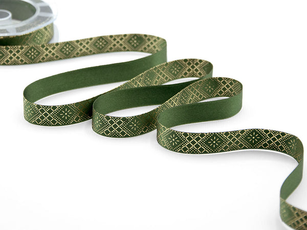 Doppio Raso 16 mm Stampa Decoro Elegante Verde
