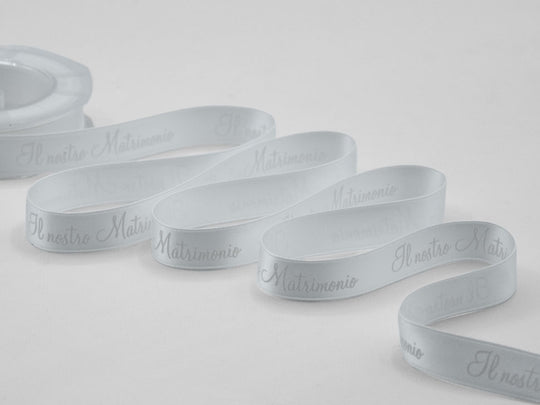 Doppio Raso 16 mm Stampa Il Nostro Matrimonio Bianco Naturale