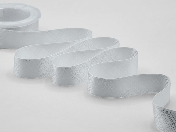 Doppio Raso 25 mm Stampa Decoro Elegante Argento