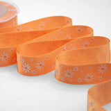 Doppio Raso Stampa Serigraf.25 mm Margherite Bicolor Arancio