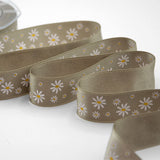 Double satin print serigraf.25 mm bicolor margherite tortora