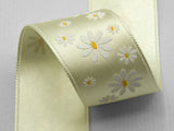 Double satin print serigraf.25 mm bicolor vanilla daisies