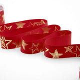 Gros Grain 30 mm Rosso Stampa Stelle Oro