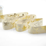 Gros Grain 30 mm Avorio Stampa Stelle Oro