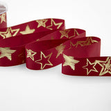 Gros Grain 30 mm Amaranto Stampa Stelle Oro