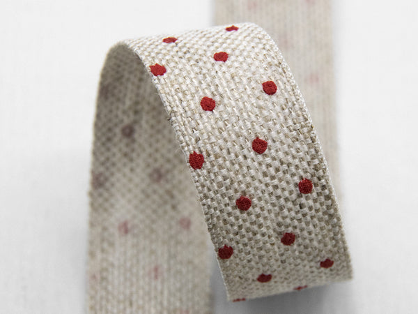 Ruban de lin canapé de 16 mm Serig.pois rouge