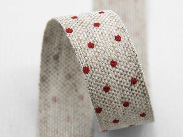 16 mm canaped linen tape Serig.Pois red