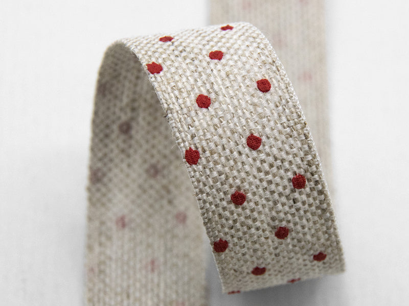 Ruban de lin canapé de 16 mm Serig.pois rouge