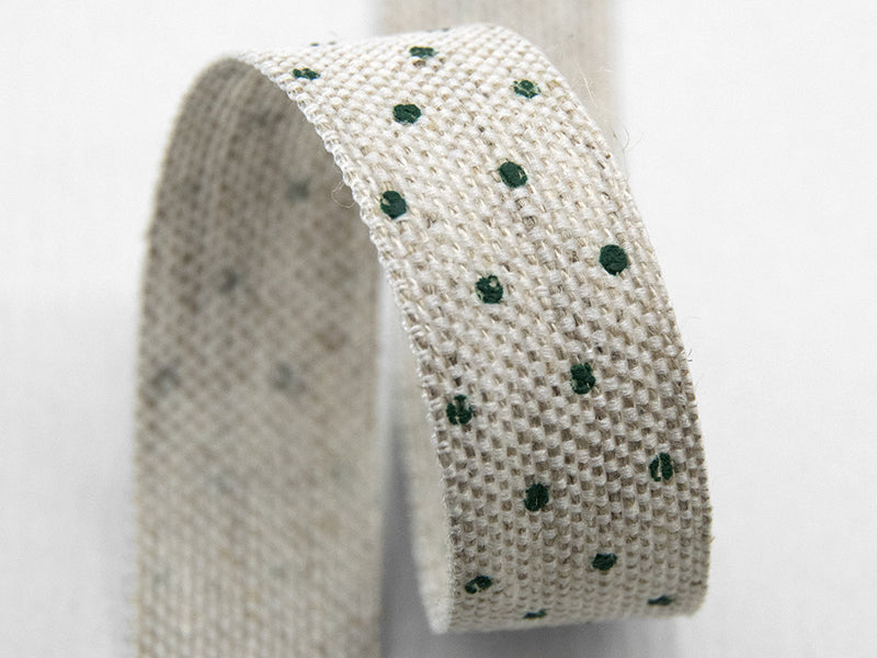 16 mm canaped linen tape Serig.Pois Green English
