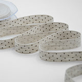 Nastro Lino Canapa 16 mm Serig. Pois Marrone