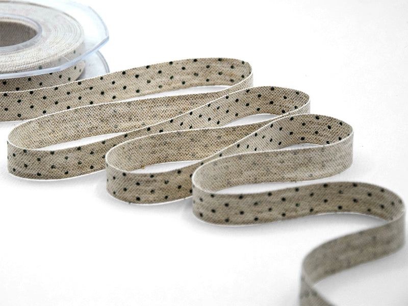 16 mm canaped linen tape Serig.Pois Green English
