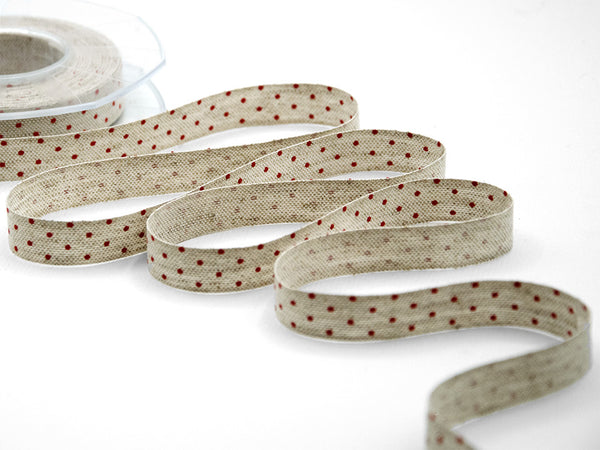 Ruban de lin canapé de 16 mm Serig.pois rouge