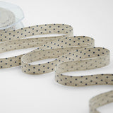 Nastro Lino Canapa 16 mm Serig. Pois Blu Scuro