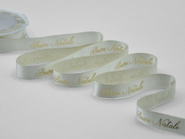 Raso Boutique Lame 16 mm Ser. Laminata Decoro Elegante Buon Natale Oro