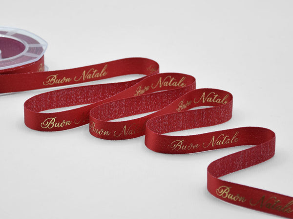 Raso Boutique Lame 16 mm Ser. Laminata Decoro Elegante Buon Natale Rosso