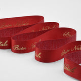 Raso Boutique Lame 25 mm Ser.Laminata Buon Natale Rosso