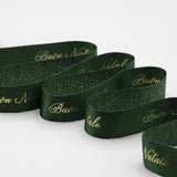 Raso Boutique Lame 25 mm Ser. Laminata Buon Natale Verde Inglese