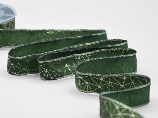 Carlotta Bords Lamé 25 mm Sérigraphie Laminée Géométrique Vert Anglais 