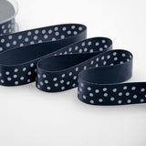 D.Raso 25 mm Stampa Pois Bianchi Blu Notte