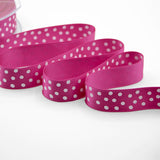 D.Raso 25 mm Stampa Pois Bianchi Fuxia Peonia