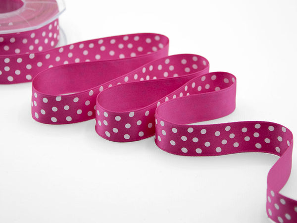 D. 25 mm white polka dots print fuxia peony