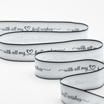 doppio raso opaco bordi neri 25 mm stampa "with all my best wishes" bianco naturale