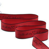 doppio raso opaco bordi neri 25 mm stampa "with all my best wishes" rosso