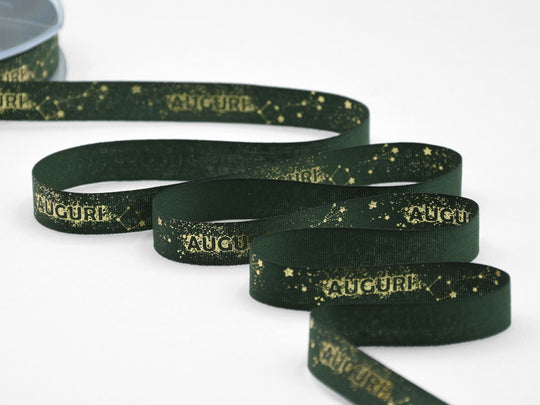 Carte de vœux Constellation en polycoton 15 mm, imprimé vert anglais