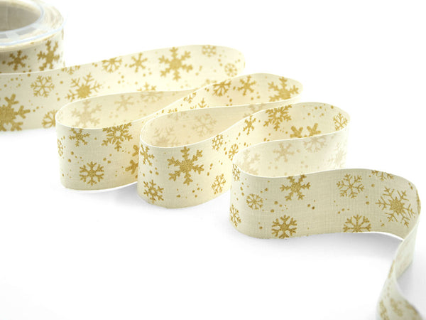 Polycotton Serig. Print 35 mm Glitter Snowflakes